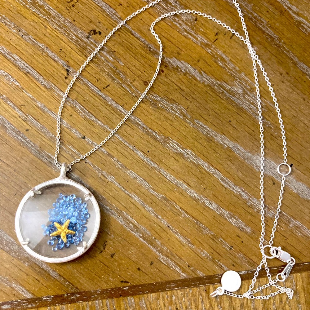 Sterling Silver Starfish Floating Charm Bubble Necklace
